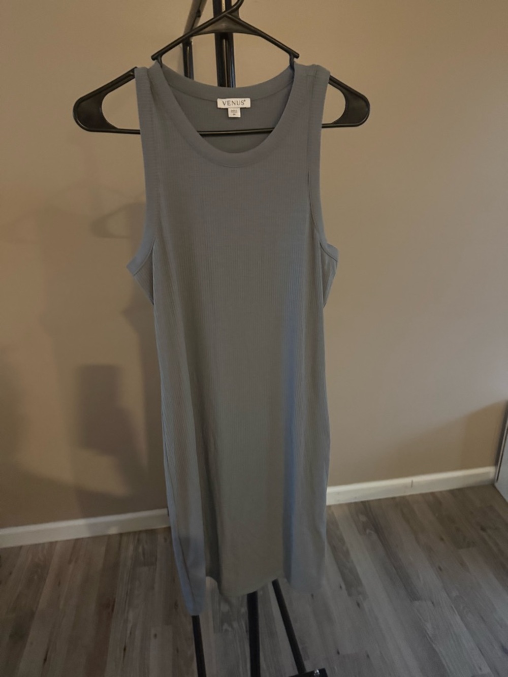VENUS Slate Ribbed Tank Midi Dress